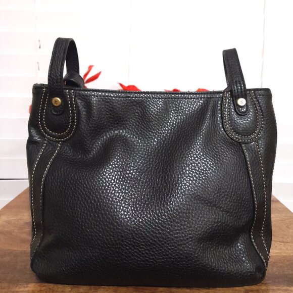 Y2k Liz Claiborne Black Poly Vinyl Tote Bag Minimalist Classic Pretty Style - Picture 10 of 11